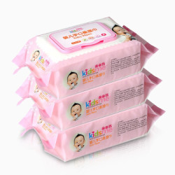 亲亲我(kidsme)婴儿手口柔湿巾宝宝护肤湿巾 80片带盖3包 *2件