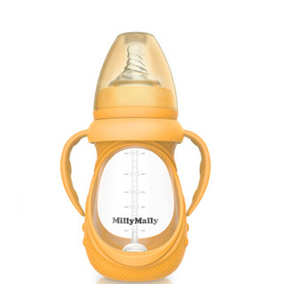millymally 婴幼儿马卡龙防摔玻璃奶瓶 (240ML、可爱橙)
