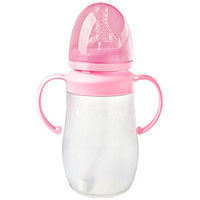 BABISIL 贝儿欣 BS4922 婴儿吸管奶瓶带手柄 (宽口径、硅胶、240ml、粉红)