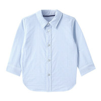 PurCotton 全棉时代 幼儿纱布格长袖衬衫 (1条装、80/48、男款、中蓝)