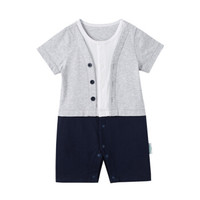 PurCotton 全棉时代 婴儿短袖连体衣 ( 73/48、花灰)