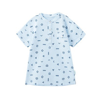 PurCotton 全棉时代 男童纱布短袖套头衬衫 (120/56、蓝底几何)