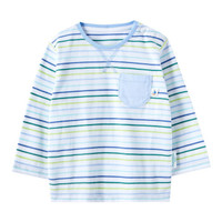 PurCotton 全棉时代 幼儿针织色织长袖T恤 (男款、100/52、 蓝绿彩条)