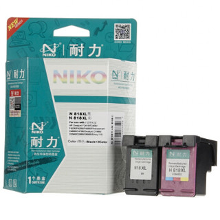 耐力（NIKO）N 818 黑色+彩色 大容量墨盒套装 (适用惠普 Deskjet F2418/Deskjet D1668)