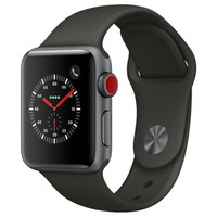 Apple 苹果 Apple Watch Series 3 智能手表(GPS+蜂窝网络、38mm、深空灰铝金属、灰色运动表带)【原厂延保版】