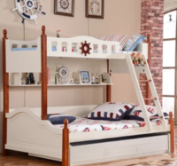 A家 家具 儿童床地中海上下床实木框架双层子母床高低小孩木床男孩女孩青少年(A款儿童床 1.2*1.9米)