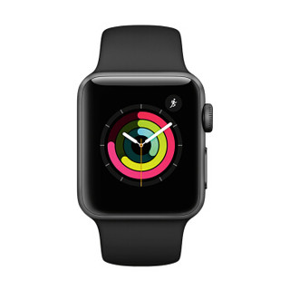 Apple 苹果 Apple Watch Series 3 智能手表（GPS、38mm、深空灰铝金属、黑色运动表带、MQKV2CH/A）