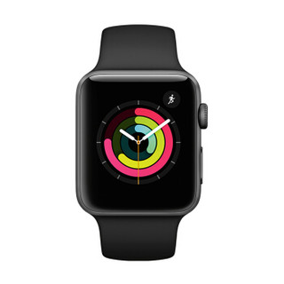 Apple 苹果 Apple Watch Series 3 智能手表（GPS、42mm、深空灰铝金属、黑色运动表带、MQL12CH/A）