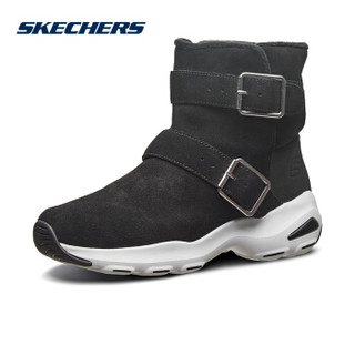 Skechers斯凯奇女鞋新款时尚简约保暖中靴 绒里轻便休闲鞋 49706 黑色/BLK 39.5 (黑色/BLK、39.5)