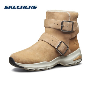 Skechers斯凯奇女鞋新款时尚简约保暖中靴 绒里轻便休闲鞋 49706 沙黄色/SAND 39.5 (沙黄色/SAND、39.5)