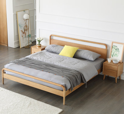 原始原素全实木橡木床北欧简约现代环保卧室家具1.8米1.5米双人床