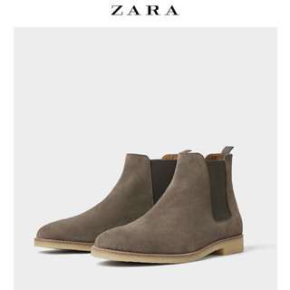 ZARA 12055302004 男士切尔西生胶外底皮靴