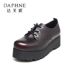 Daphne 达芙妮 单鞋秋季深口圆头系带松糕底中跟