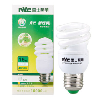 雷士照明 NVC）节能灯 E27大口螺旋15W4000K 冷白色（暖光 中间色）