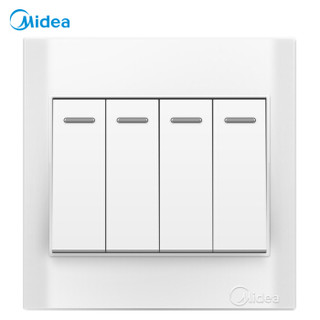 美的（Midea）开关插座电源面板86型四开双控4开四位墙壁家用暗装雅白京东自营E03