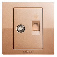 西门子(SIEMENS)开关插座 悦动系列 电视+电脑插座面板(香槟金)5UH80363NC03