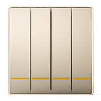 正泰(CHNT)开关插座面板 四开双控开关16A 淡香槟金 NEW2D系列