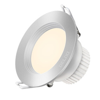 德力西 DELIXI LED筒灯 全塑银色 3W暖白光 开孔7-8公分