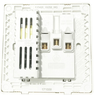 施耐德电气（Schneider Electric）开关插座 面板 二三插10A五孔插座带2.1A USB充电插座  轻逸格调金