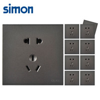 simon 西蒙电气 西蒙(SIMON) 开关插座面板 E6系列 五孔插座十只装 86型面板 荧光灰色 721084-61