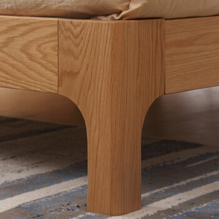A家家具 床 北欧卧室实木床 日式简约1.5米双人床 原木色 BA002-150