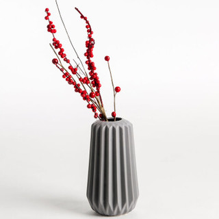 佳佰 陶瓷花瓶 现代简约 客厅餐桌茶几装饰品工艺品花器 18cm高 灰色 大号