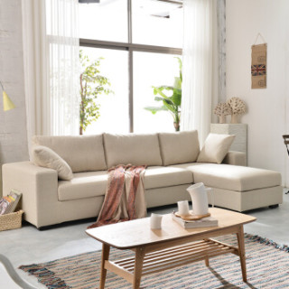 商品a家家具 沙发 客厅简约布艺沙发转角贵妃位组合沙发 三人位 左