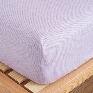 大朴（DAPU）床笠家纺 A类床品 精梳纯棉斜纹床笠 大双人床罩 单件 紫色碎条纹 1.8米床 180*200cm