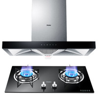 海尔（Haier）18大吸力 不锈钢机身 智能 欧式抽油烟机 配一级能效 燃气灶具套装E900T6(J)+QE636B（液化气）