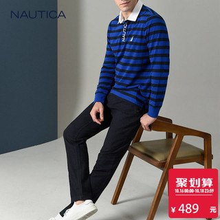 NAUTICA 诺帝卡 NA002576 男士条纹长袖polo衫