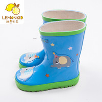 lemonkid 柠檬宝宝 LE201510 防水儿童雨鞋 蓝色小象 32