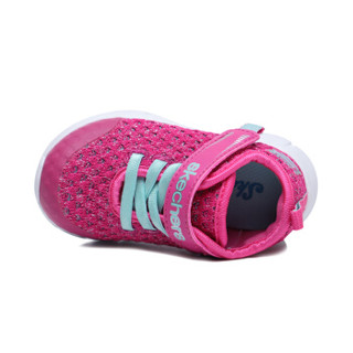 斯凯奇(SKECHERS)女童鞋新款魔术贴舒适 轻质网布运动鞋82188N/HPTQ 桃红色/青绿色 07C/22.5码 鞋内长130mm