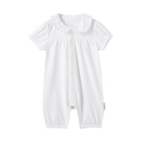 PurCotton 全棉时代 2000209201 婴儿针织娃娃领短袖连体衣 73/48（建议6-12个月）白色