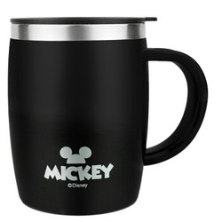 Disney 迪士尼 儿童水杯 宝宝单柄训练喝水杯子带盖 420ML 黑色米奇