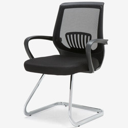 伯力斯（Becauses）电脑椅 家用办公椅 会议椅子 网布弓字麻将椅 MD-085 黑色