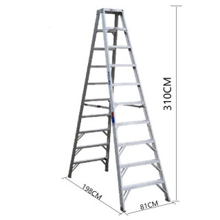稳耐 家用梯 铝合金梯子双侧折叠梯3.1米工程梯十步人字梯工业梯T310CN楼梯 美国进口品牌