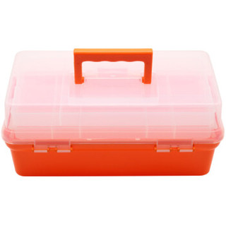 福吉斯特（Forgestar）14英寸家用手提工具收纳箱 橘色三层学生美术零件盒医药箱 G569