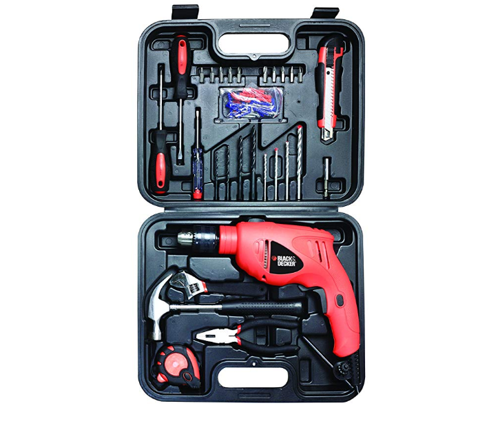 black&decker 百得 冲击钻工具套装58件套hd500kbc-a9 13mm 550w