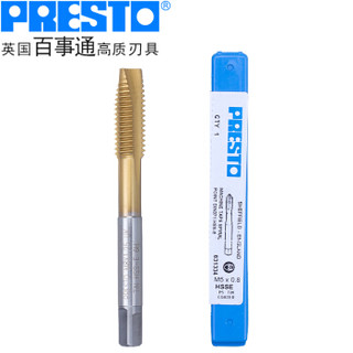 百事通（PRESTO）进口含钴镀钛先端丝攻M15.0X2.0直槽丝锥