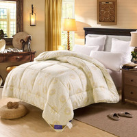 迎馨 被子家纺 双人澳洲纯棉羊毛被子加厚保暖冬被褥 5斤被芯(米黄)150*200cm
