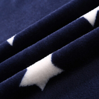 九洲鹿 毛毯家纺 加厚法兰绒毯子床单 水晶绒午睡空调毯毛巾被珊瑚绒盖毯 蓝底白星 150x200cm-2斤