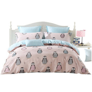 百丽丝 水星家纺出品 床上四件套纯棉 全棉被套床单被罩床品套件 浪漫企鹅 双人1.5米床