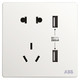 ABB开关插座面板 五孔插座带双USB充电二三极插座 轩致系列 白色 AF293