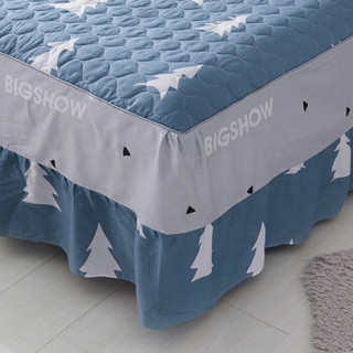 北极绒 全棉床裙加厚床罩夹棉 纯棉床单床垫套 防滑床垫保护套被单 小树林 夹棉 1.8米床