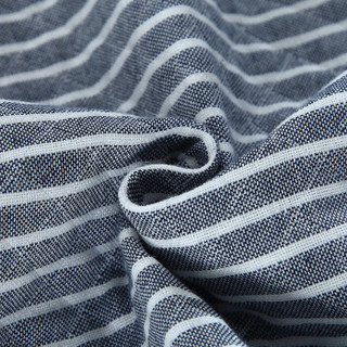 馨牌 毛巾被 日式A类多层纱布加厚纯棉毛毯 午睡毯子 休闲毯空调盖毯 条纹蓝灰色 200*230cm
