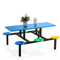 中伟 ZHONGWEI 学校员工食堂餐桌椅4人6人8人餐桌连体快餐桌椅组合 6人位玻璃钢