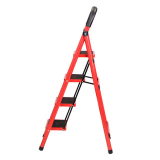 耐维 Niceway 家用梯 家用梯子加厚防滑折叠人字梯单侧工程梯 红色四步梯