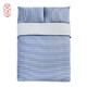 PLUS会员：京东京造 海军蓝条 针织棉四件套 床单款 1.8m
