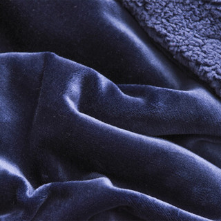 曼克顿 毯子 羊羔绒毛毯 保暖法兰绒双面绒层午睡毯 沙发盖毯 毛巾被 曼克蓝 200*230cm