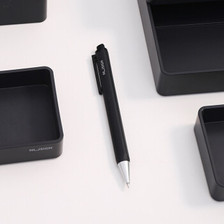 纽赛(NUSIGN)中性笔 德国创意设计 按动出芯 黑色签字笔 金属喷漆质感 油墨 水笔 0.5mm子弹头 烟黑色NS553